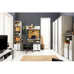 Łóżko 120 Remo RM16 Dąb Wilton / Biały Lux / Antracyt Meblar