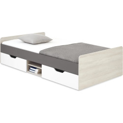 Łóżko 120 Remo RM16 Dąb Wilton / Biały Lux / Antracyt Meblar