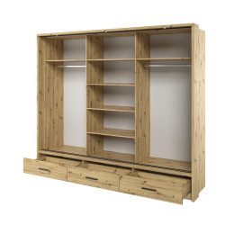 Szafa przesuwna 250 cm z lustrem Arti AR-01 Dąb Artisan Lenart