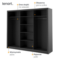 Szafa przesuwna z lustrem Arti AR-02 Czarny Lenart