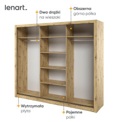 Szafa przesuwna z lustrem Arti AR-02 Dąb Artisan Lenart