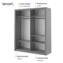 Szafa Arti 180 szara AR-03 Lenart | Domowanie.pl