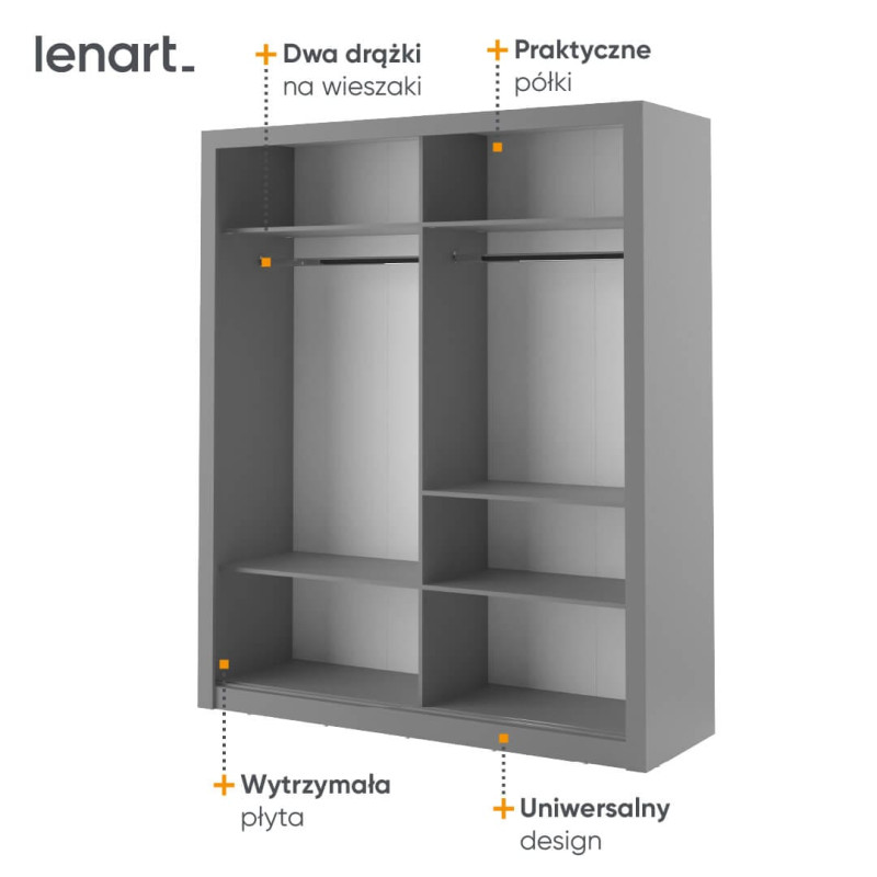 Szafa Arti 180 szara AR-03 Lenart | Domowanie.pl