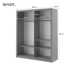Szafa Arti 180 szara AR-03 Lenart | Domowanie.pl