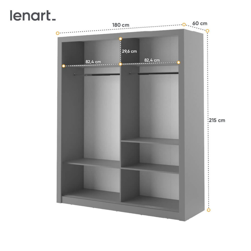 Szafa Arti 180 szara AR-03 Lenart | Domowanie.pl