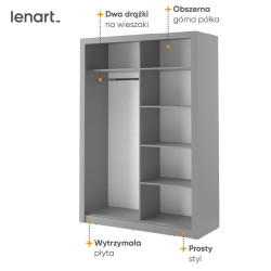 Szafa przesuwna z lustrem Arti Szary AR-04 Lenart