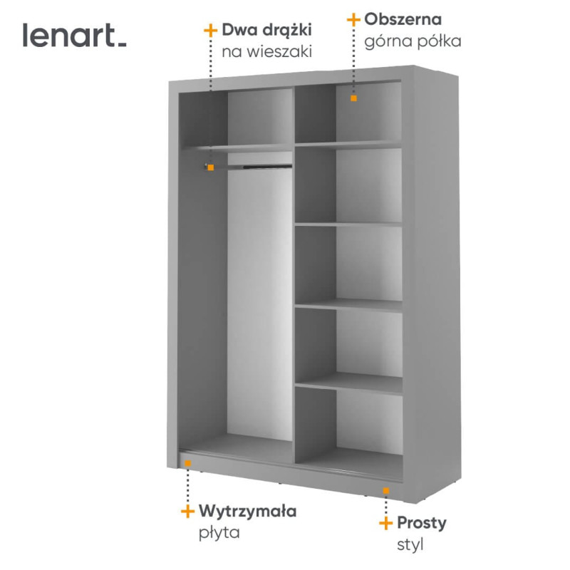 Szafa przesuwna z lustrem Arti Szary AR-04 Lenart