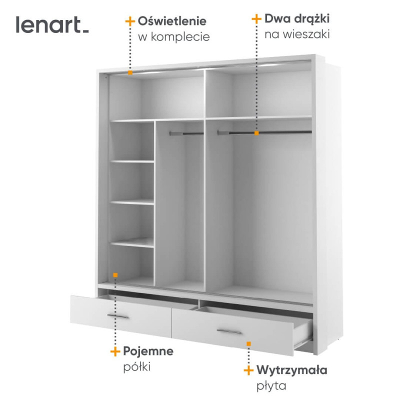 Biała szafa AR-05 z lustrem i LED | Domowanie.pl