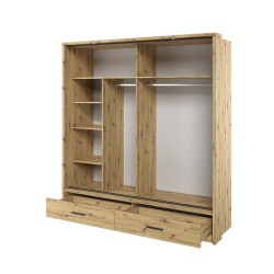 Szafa przesuwna 2D2S z lustrem i oświetleniem Arti AR-05 Dąb Artisan Lenart