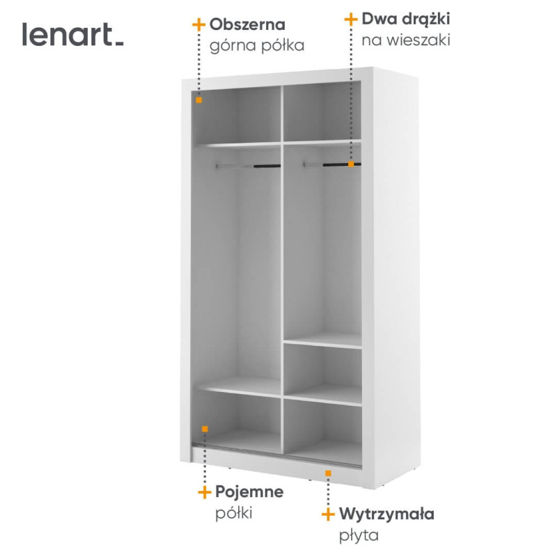 Szafa przesuwna z lustrem Arti AR-06 Biały Lenart
