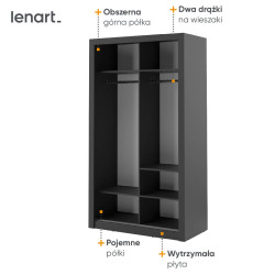 Szafa przesuwna z lustrem Arti AR-06 Czarny Lenart