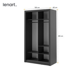 Szafa przesuwna z lustrem Arti AR-06 Czarny Lenart