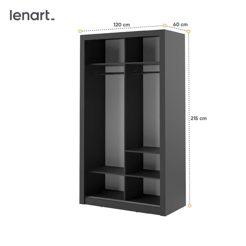 Szafa przesuwna z lustrem Arti AR-06 Czarny Lenart
