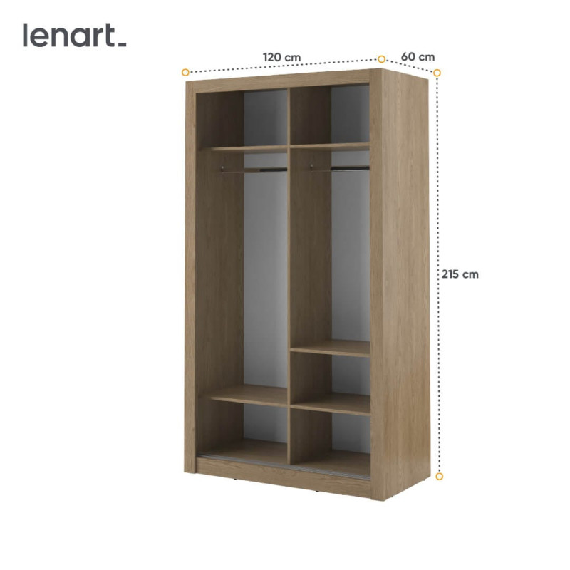 Szafa przesuwna z lustrem Arti AR-06 Dąb shetland Lenart