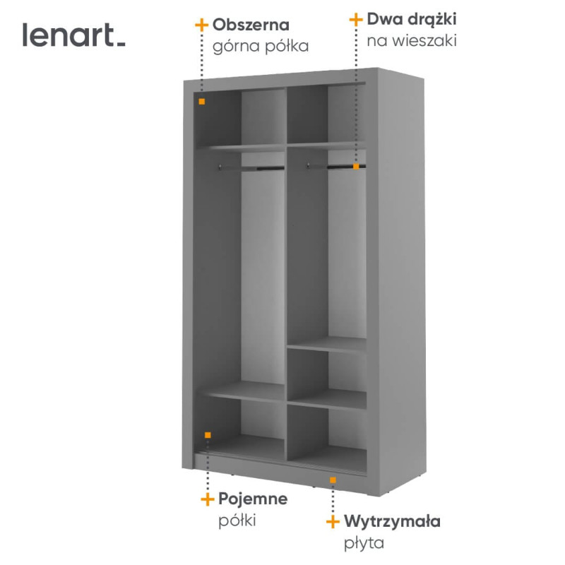 Szafa przesuwna z lustrem Arti AR-06 Szary Lenart