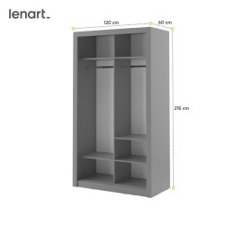 Szafa przesuwna z lustrem Arti AR-06 Szary Lenart