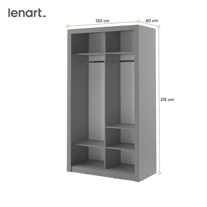 Szafa przesuwna z lustrem Arti AR-06 Szary Lenart