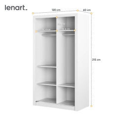 Szafa 2D 120 cm z lustrami Arti AR-19 Biały Lenart