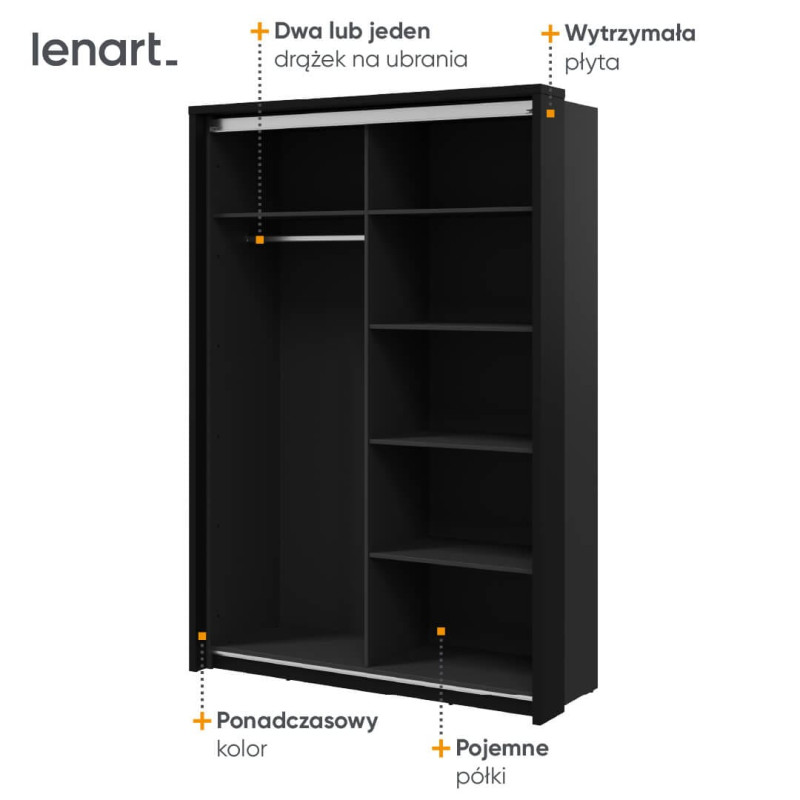 Szafa 2D z lustrem Arti AR-21 Dąb artisan/Czarny Lenart