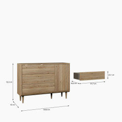 Komoda z szufladami 130 cm Monverre | dąb mauvella