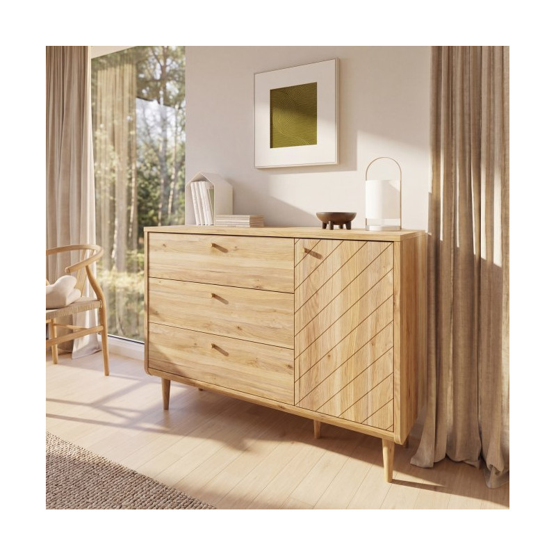 Komoda z szufladami 130 cm Monverre | dąb mauvella