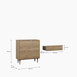 Mała komoda z szufladami 90 cm Monverre | dąb mauvella