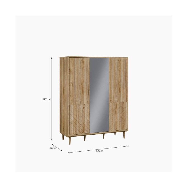 Szafa z lustrem 150 cm Monverre JPNS831 – funkcjonalna garderoba