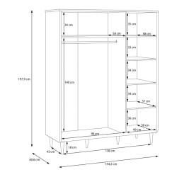 Szafa z lustrem 150 cm Monverre JPNS831 – funkcjonalna garderoba