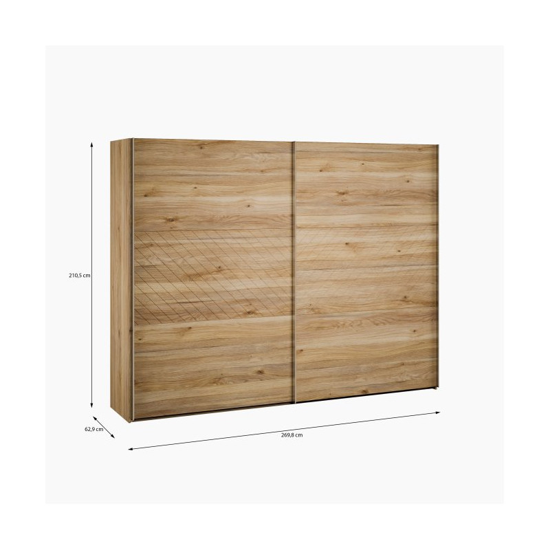 Szafa przesuwna 270 cm Monverre JPNS12311 dąb mauvella