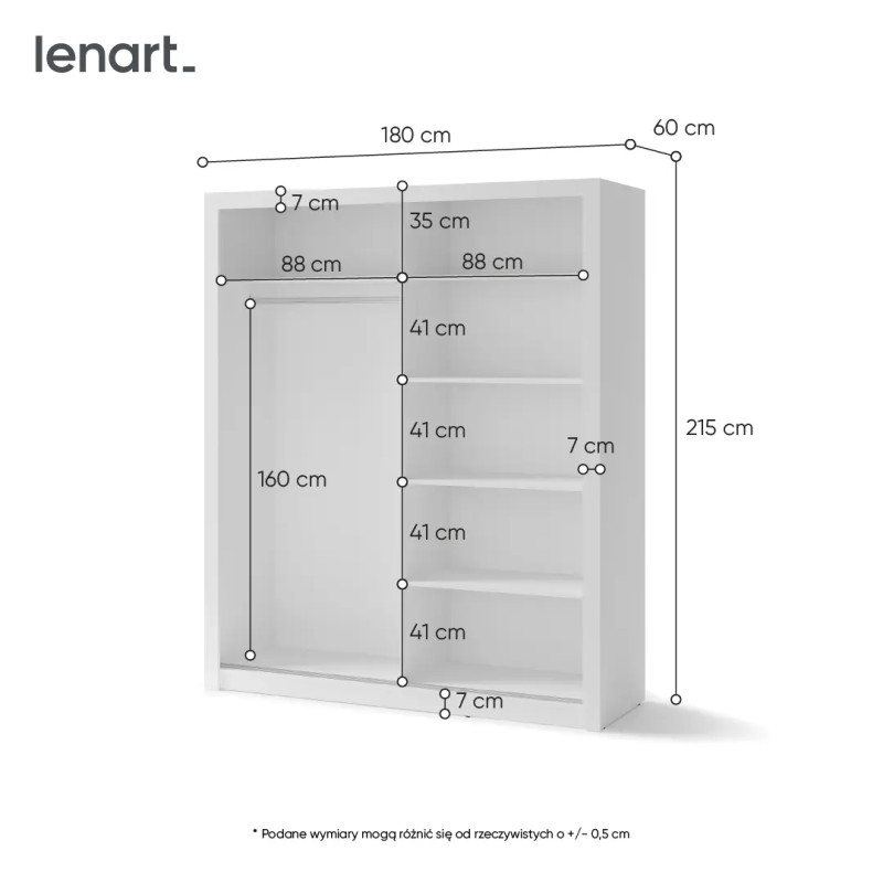 Biała szafa 180 cm z lustrami IDEA ID-02 – kup teraz