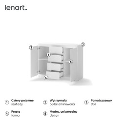 Komoda biała IDEA ID-04 2D4S 109 cm Lenart | Domowanie.pl