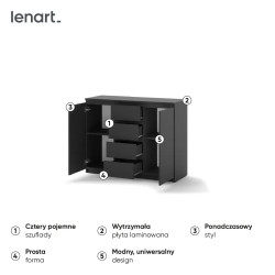 Komoda 2D4S Idea ID-04 Czarny Lenart