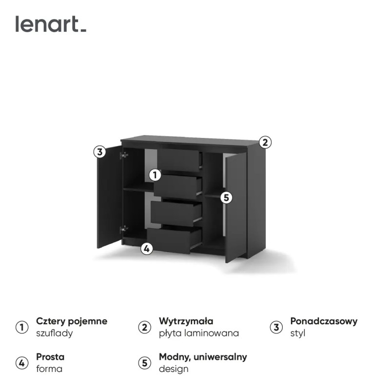 Komoda 2D4S Idea ID-04 Czarny Lenart