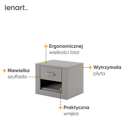 Szafka nocna Idea ID-07 Szary Lenart