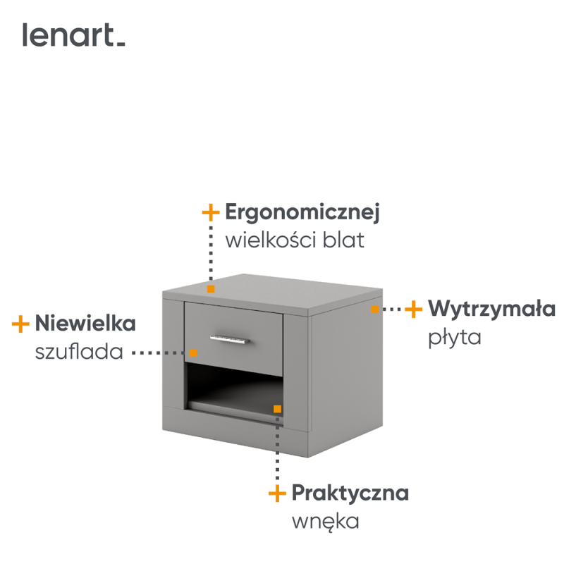 Szafka nocna Idea ID-07 Szary Lenart