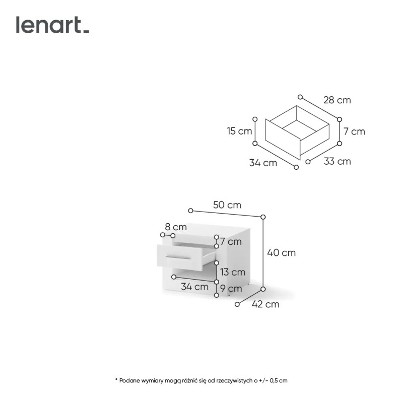 Stolik nocny biały IDEA ID-07 50 cm Lenart | Domowanie.pl