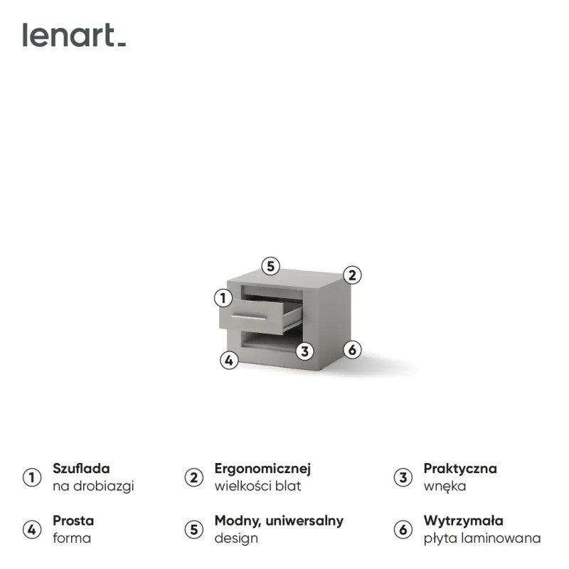 Szafka nocna Idea ID-07 Szary Lenart