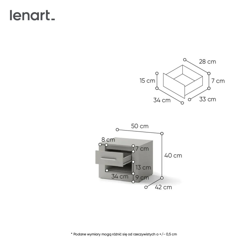 Szafka nocna Idea ID-07 Szary Lenart