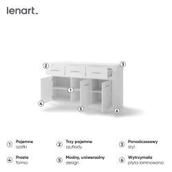 Biała komoda 160 cm z szufladami IDEA ID-09 – kup teraz