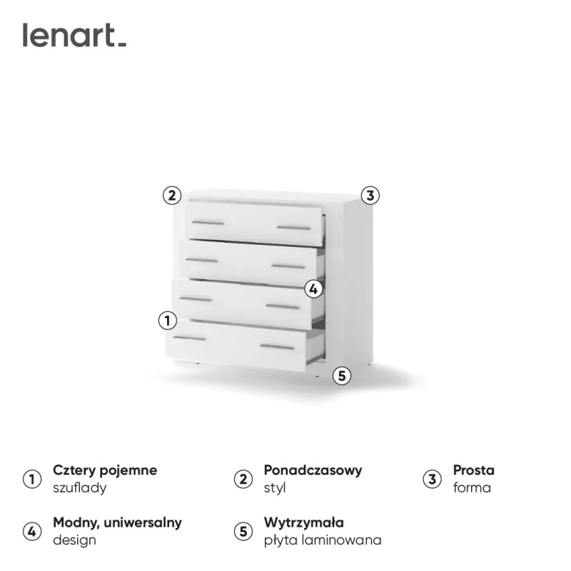 Komoda z szufladami Idea ID-10 Biały Lenart