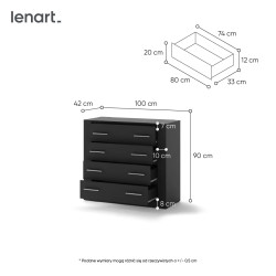 Czarna komoda 100 cm z 4 szufladami IDEA ID-10 – kup teraz