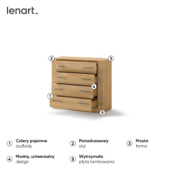 Komoda z szufladami Idea ID-10 Dąb Shetland Lenart