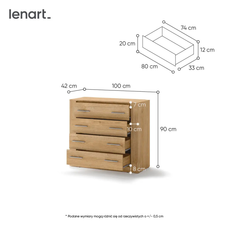 Komoda z szufladami Idea ID-10 Dąb Shetland Lenart