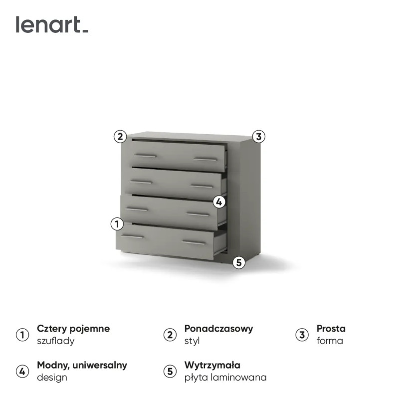 Komoda z szufladami Idea ID-10 Szary Lenart