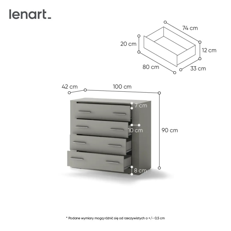 Komoda z szufladami Idea ID-10 Szary Lenart