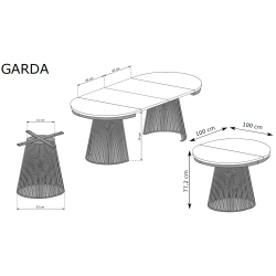 Stół Garda Biel Alpejska/Cashmere 100–180 cm