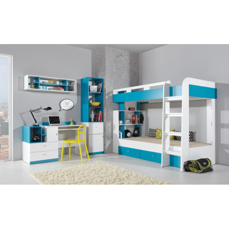 Regał Mobi MO05 Biały Lux / Turkus Meblar