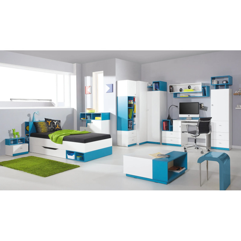 Szafa narożna Mobi MO01 Biały Lux / Turkus Meblar
