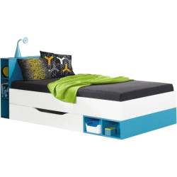 Łóżko 90x200 Mobi MO18 Biały Lux / Turkus Meblar