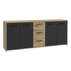 Duża komoda 180 cm Pilvi FINPILVI01 dąb artisan/czarny